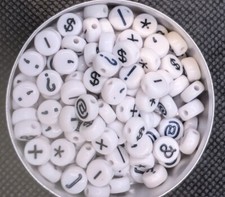 ALPHABET SYMBOL PUNCTUATION BEADS       -    ; , /      UNCOMMON