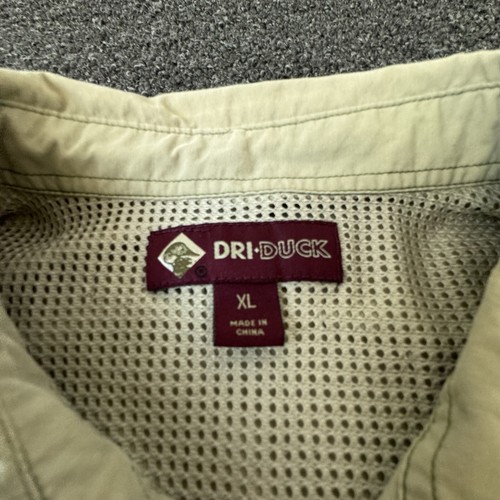 Dri Duck Fishing Shirt Tan Mens XL Button Up Outdoor Camp Hike Fish Vented - Picture 4 of 11