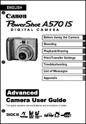 Canon Powershot A570 IS Digital Camera User Guide Instruction Manual | eBay