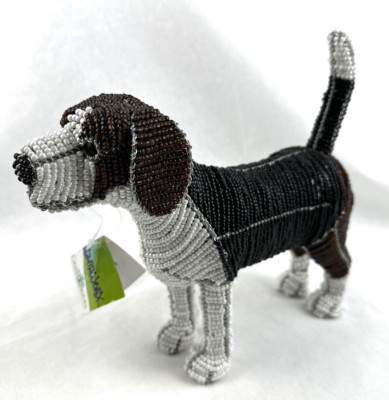 Beadworx Beagle Dog Glass Bead & Wire Sculpture Grass Roots Creations, Free Ship