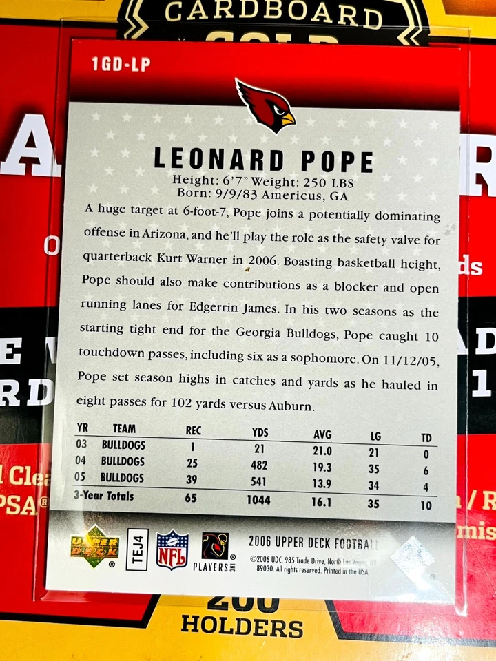 2006 Upper Deck - Gridiron Debut #1GD-LP Leonard Pope (RC) - Image 2 of 2