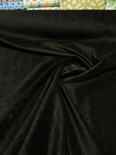 Chenille Upholstery Luxury Sephora Black Brown Fabric By The Yard - Picture 4 of 5