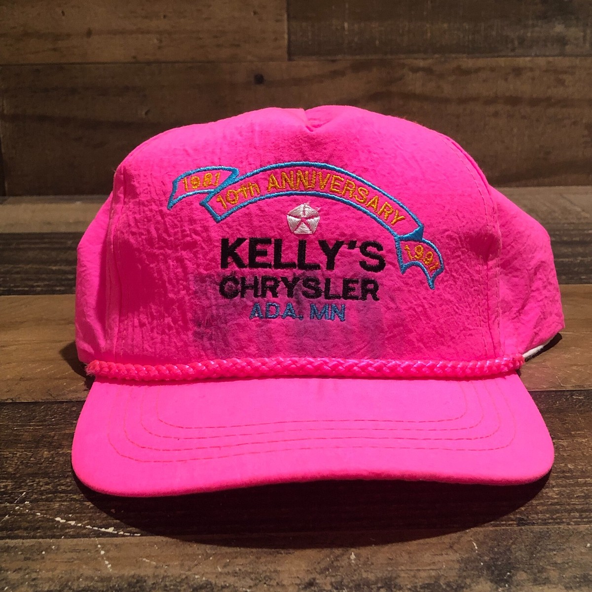 Vintage Ada Minnesota Hat Snapback Cap Mens Hot Pink Kelly's Dealership 90s  READ