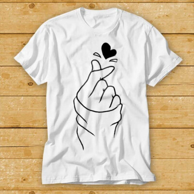Finger Herz T-Shirt Koreanische Liebe Musik Herz Kdrama Drama Unisex Mode 2213