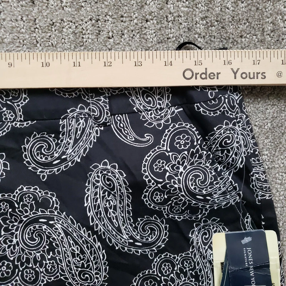 Pantalones Cortos JONES NEW YORK Talla 12 Negro Paisley Tiro Alto Chino Elastizados Nuevos con Etiquetas Foto 4 de 4