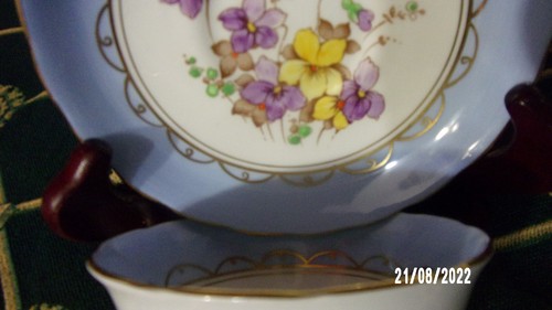 Vintage Tuscan Fine English Bone China Tea Cup + Saucer Floral with blue border - Picture 6 of 6