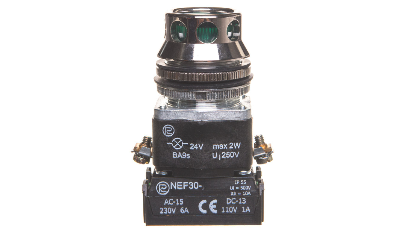 Control button 30mm green, spring-loaded, backlit, 2Z 24V W0-NEF30-KL 2X  /T2UK