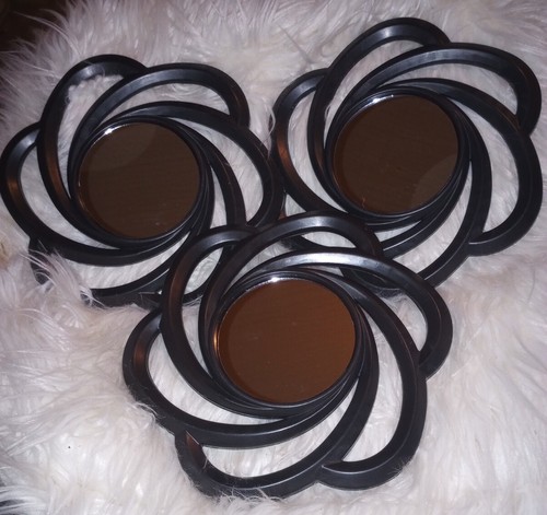 3 Small Sunburst Starburst Mirrors Black Plastic Glass Home Office Wall9.75x9.75 - Picture 13 of 22