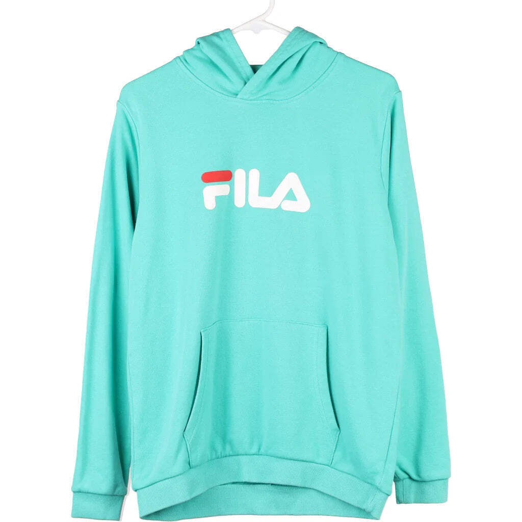Felpa con cappuccio Fila Spellout età 15 16 anni grande misto cotone blu