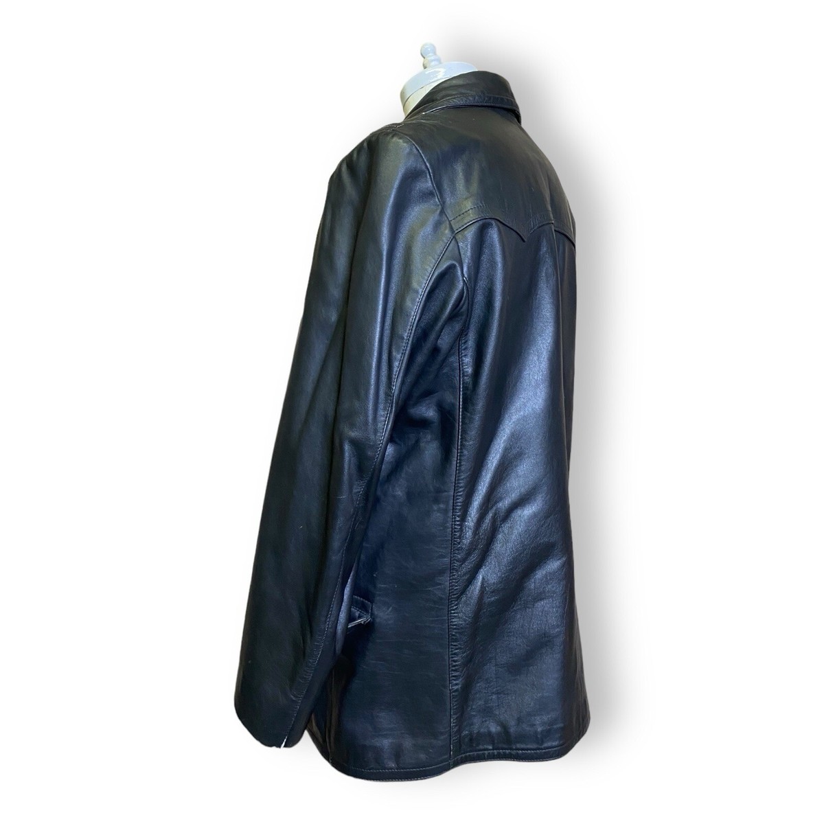 Vintage Hackel And Co Peacoat Black Leather Large Jacket Vintage Hackel And Co Peacoat Black Leather Large Jacket