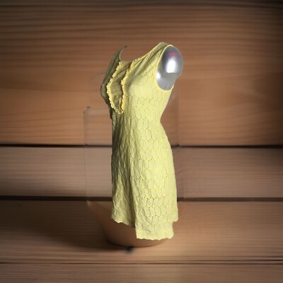 BLOOMINGDALES AQUA BRAND BRIGHT YELLOW EYELET COVER UP DRESS BEACH WEAR  SIZE M | eBay