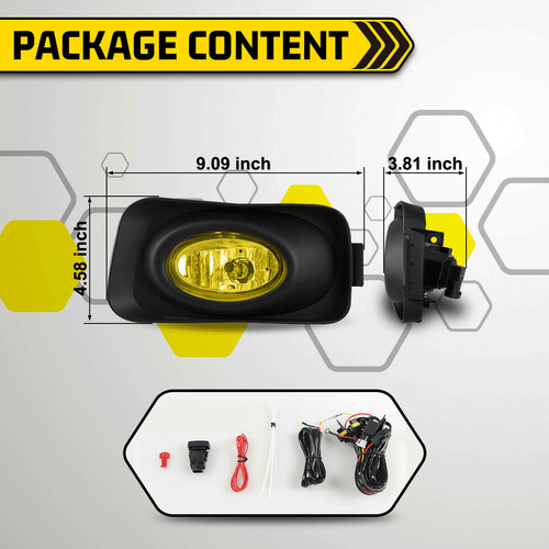 For 04-05 Acura TSX Yellow Bumper Driving Fog Lights Lamps Pair Switch Wiring  - Picture 8 of 14