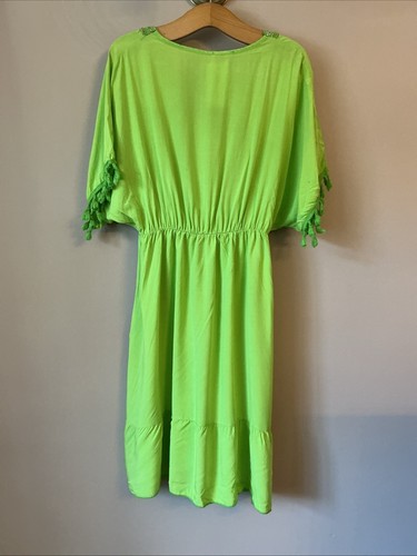 New Made In Italy Lovely Green Summer Dress - One Size (12/14) - Picture 3 of 3