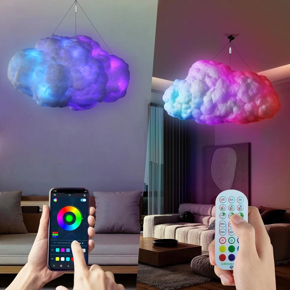 Multicolor LED Floating Cloud Light kit for Bedroom w/ Remote&App Ceiling Decor - Image 4 of 4