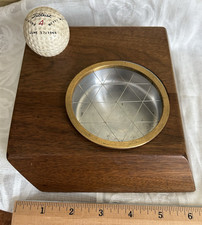Walnut Wood Ashtray Hole In One Golf Ball 1966 Titleist Mid Century