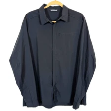 Arc'teryx LS Skyline Shirt Solid Black Size L Snap Buttons Gorpcore