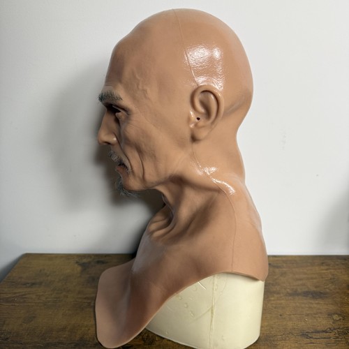 Realistic Old Man Silicone Mask Full Head Beard Eyebrows Cosplay Costume Prop - Picture 2 of 8
