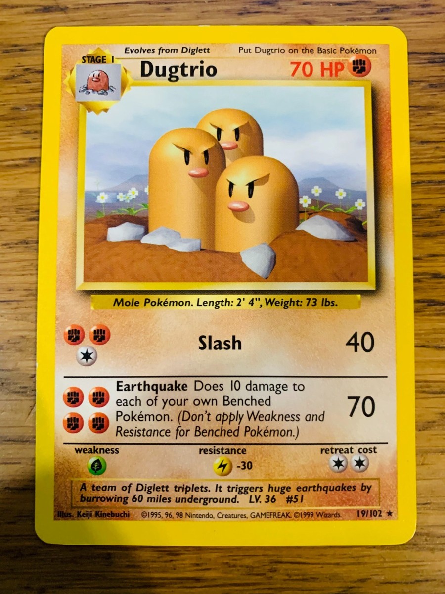 Dugtrio (19/102) Rare Base Set Pokemon Card! FAST & FREE P&P