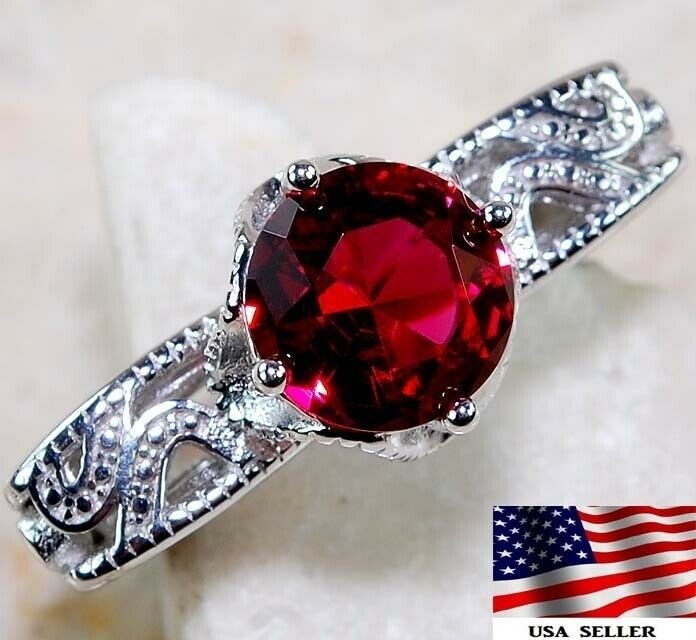 2CT Heat Treated Rubellite Tourmaline 925 Solid Sterling Silver Ring Sz 8 MM1-2