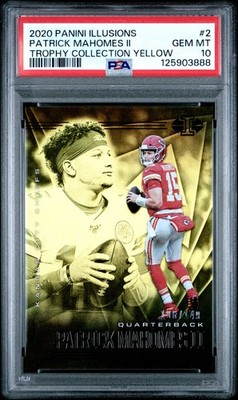 2020 PANINI ILLUSIONS TROPHY COLLECTION YELLOW PATRICK MAHOMES II 106/149 PSA 10