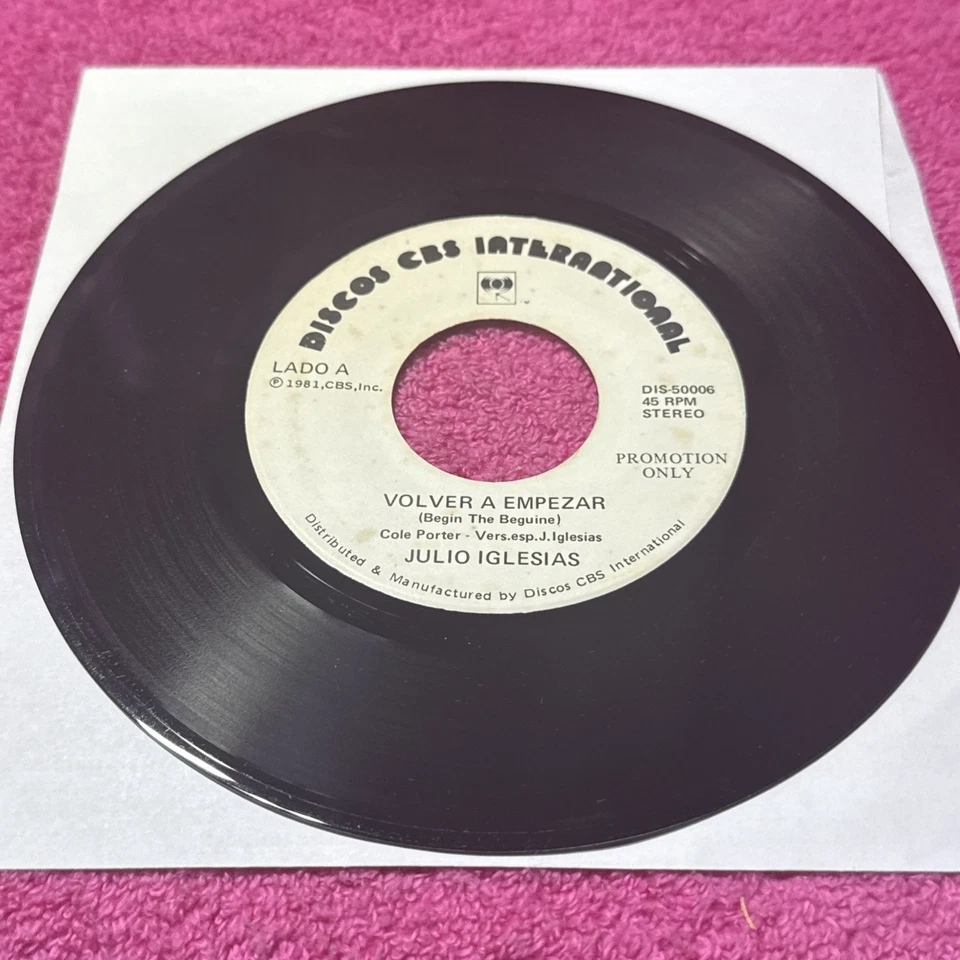 JULIO IGLESIAS -VOLVER A EMPEZAR- SI,MADAME - DISCOS CBS INT. PROMO 45RPM - Image 3 of 4