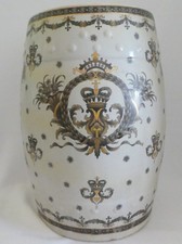 SGABELLO DA GIARDINO scaffale a forma di botte design araldico ornato CINA finitura crepitante