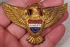 Old WW2 American Women's Voluntary Services Brass Enamel Eagle Pin US Military
