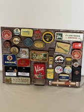 34x sehr alte Tabak & Haushalt Dosen m.Magneten an Stahl, Sammlung Konvolut