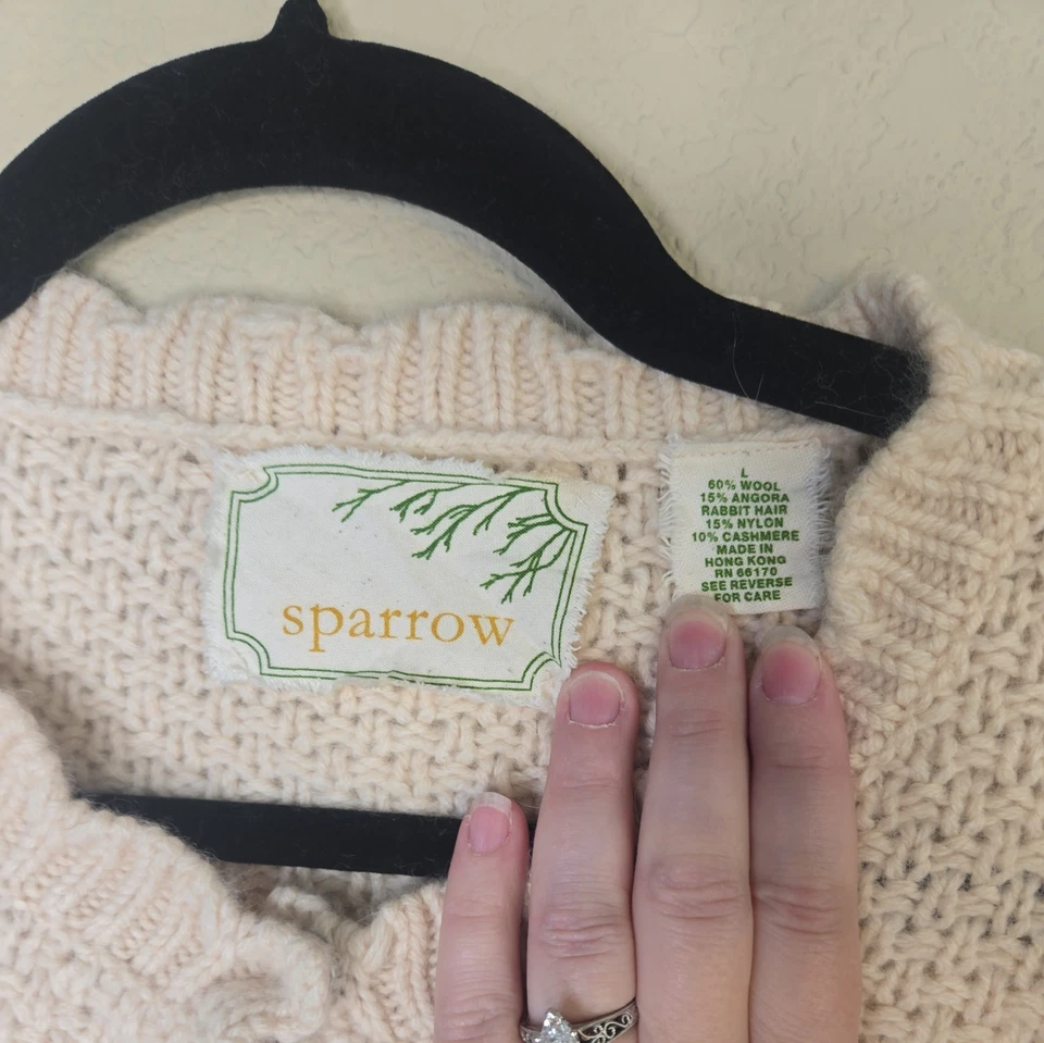 Cárdigan Suéter Sparrow Anthropologie Lana Angora Cachemira Marfil Babydoll Tejido  Foto 4 de 4