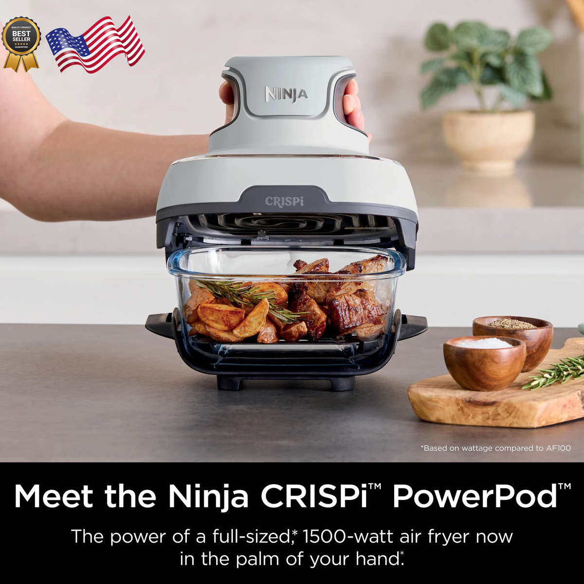 Ninja Crispi 3-in-1 Portable Glass Air Fryer Cooking System 4-Qt