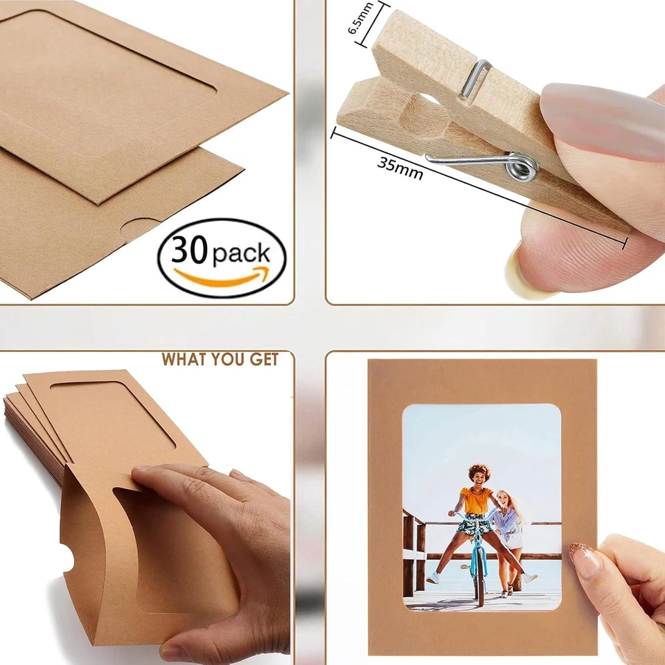 Paquete de 30 marcos de fotos cortados por computadora a medida de 30 piezas - tamaño de marco 6"X4" - con madera Foto 4 de 4