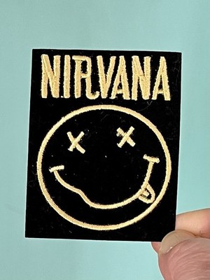 Nirvana Iron On Patch Gold Black Embroidered Grunge Rock Band