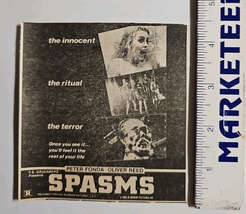SPASMS Vintage 1983 Newspaper Ad / Rare! Grindhouse w/ Oliver Reed, Peter Fonda