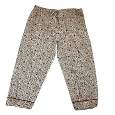 Vintage Pillow Talk Leopard Rose Print Pajama Pants Elastic Waist Lounge Bottoms
