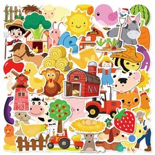 50Pcs Farm Animal Stickers Pack, Waterproof Vinyl Cute Barnyard Decals for Wa...