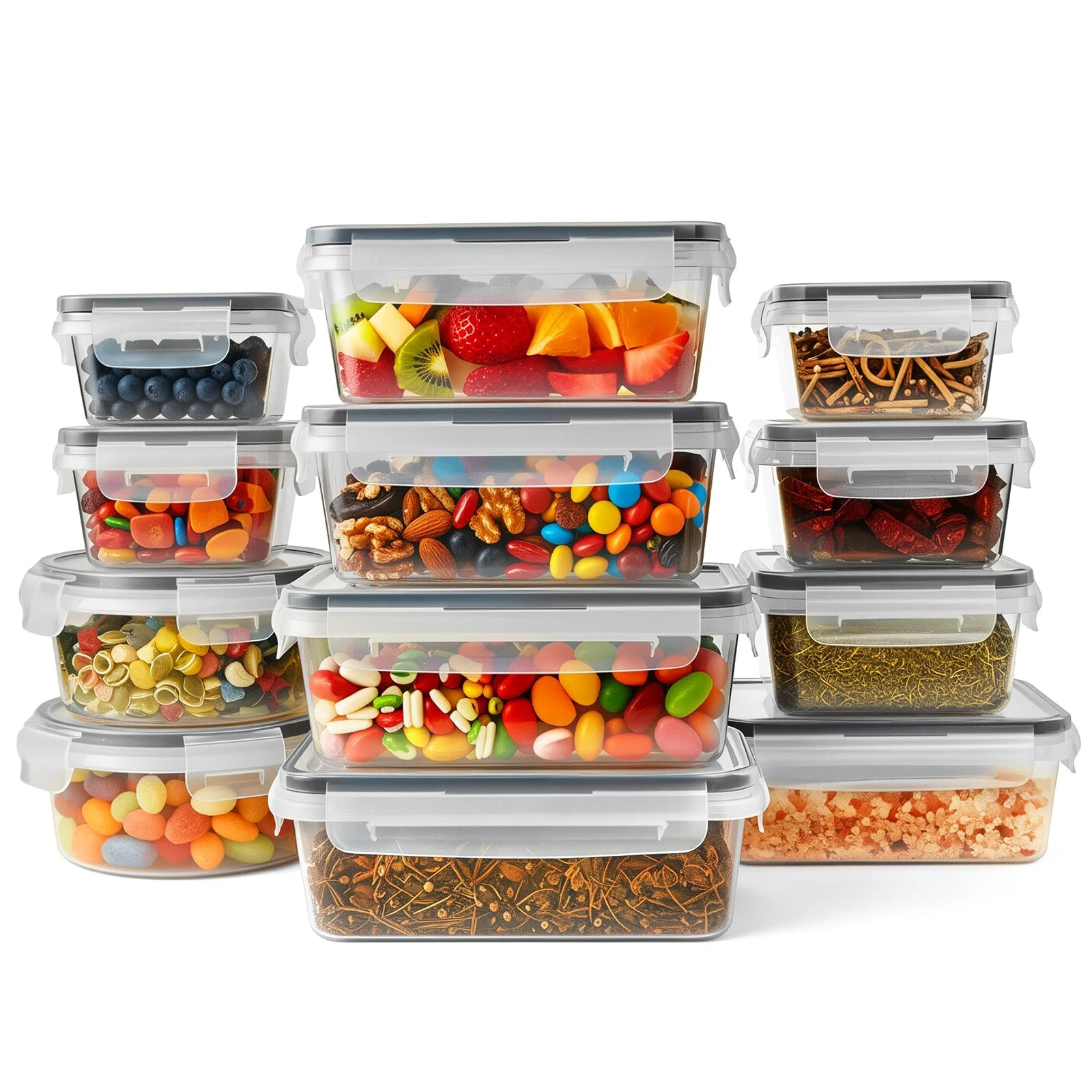 BZLMDXW 12-Pack Food Storage Container Set kitchen organizers Meal Prep Conta...