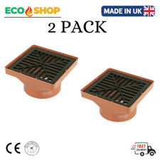 2 Pack 110mm Underground Drainage Square Hopper & Grid Heavy Duty PVC-U.