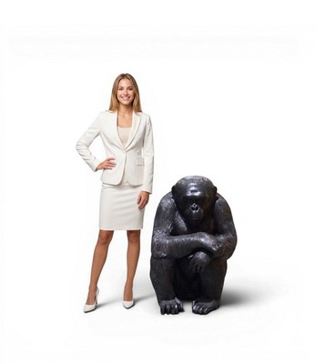 Large Chimpanzee Statue Life Size with Crossed Arms Monkey Decor Indoor Outdoor