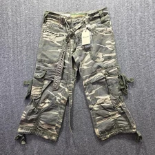 Miss Me Pants Womens Small Green Camo Cargo Capri Style P5903-CMP Y2K