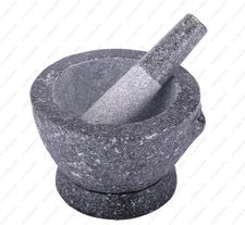 M.V. Trading Kruk Thai Stone Mortar and Pestle, 2+ Cup Capacity, 7 Inch, Natural