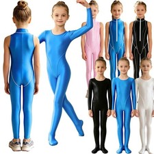 Kids Gymnastics Unitard Ballet Practice One Piece Dance Jumpsuit Shiny Bodysuit