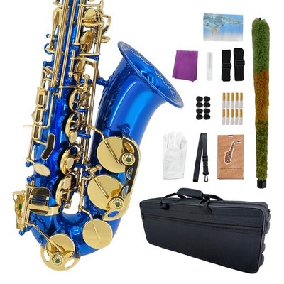 Alto Saxophone E Flat Blue Lacquer Sax Full Kit With Carrying Case,Mouthpiece