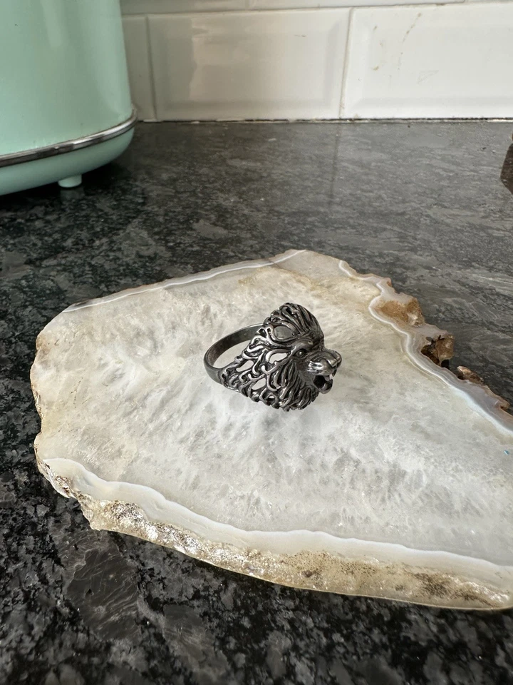 Size 14 Gordon & Smith 925 Silver Plated 1985 Vintage Lion Head Biker Men’s Rare - Image 3 of 4