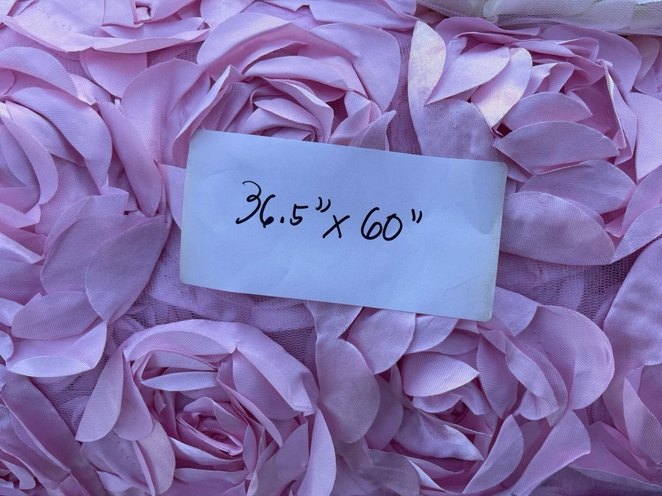 Sale! 3 Big Pcs Satin Rosette Mesh Pink & Ivory Colors For Sewing Project Art - Image 2 of 4