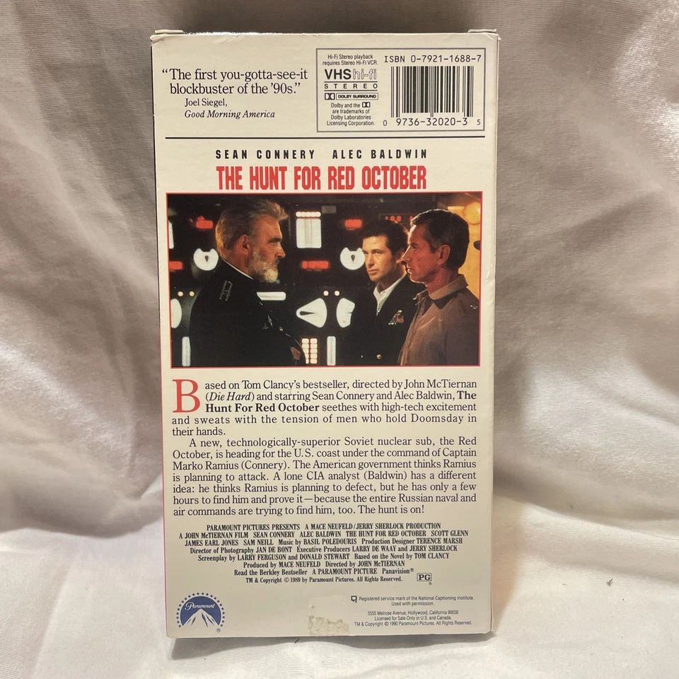The Hunt for Red October (VHS, 1990) Sean Connery Alec Baldwin - Image 2 of 3