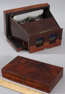 Antique French Folding Rosewood Stereoview Photograph Stereo Viewer Stereoscope