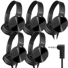 5 Pack Wired Bulk Headphones for School Classroom K-12,On Ear with 3.5mm Jack...