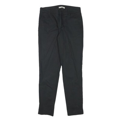 STEFANEL Damen Hose Schwarz Slim Straight Baumwollmix W28 L27 Reißverschluss