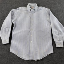 Brooks Brothers 346 Non-Iron Striped Button-Down Shirt M Blue White