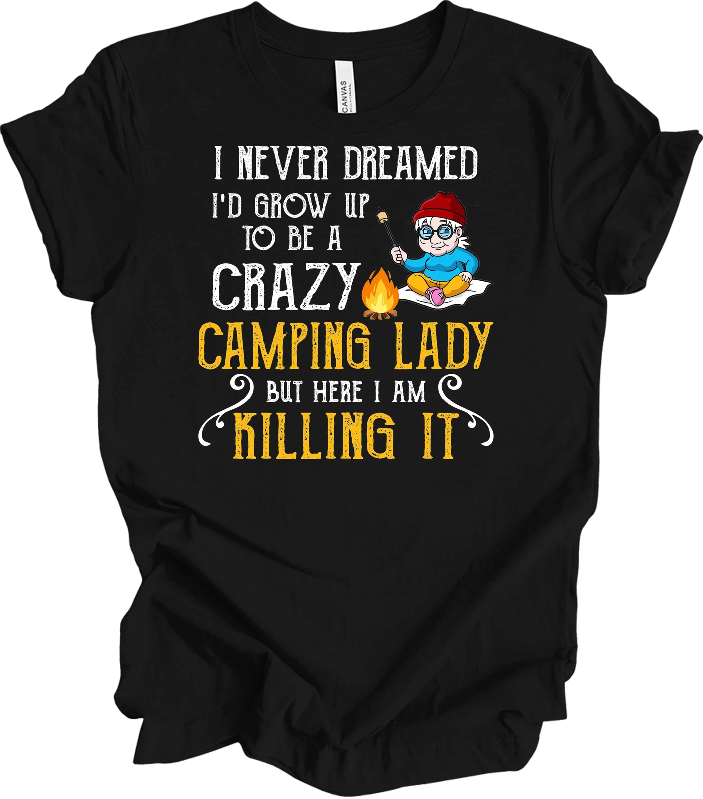 Camping Lady Killing It T-Shirt Funny Outdoor Trip Vintage Gift Camping Granny